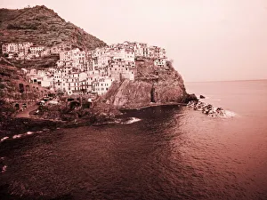 Place Prints: Italy, Manarola. Infrared image of the town