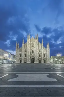 Piazza Prints: Italy, Milan, Milan Cathedral (Doumo di Milano) the largest cathedral in Itlay at Dawn