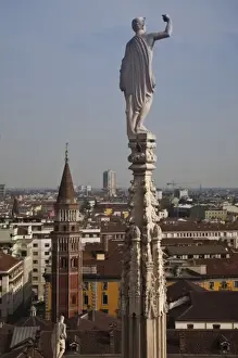 Il Duomo Milan Prints: Italy, Milan Province, Milan. View from the Milan Cathedral roof