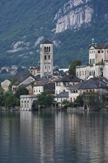 Isola San Giulio Prints: ITALY, Novara Province, Orta San Giulio. Isola San Giulio island, dawn