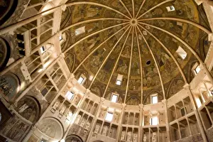Italy, Parma. Inside the Baptistry showing the domed ceiling