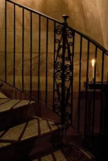 Italy, Piedmont (Piemonte), Lake Orta, Isola San Giulio, interior of church, wrought iron stair
