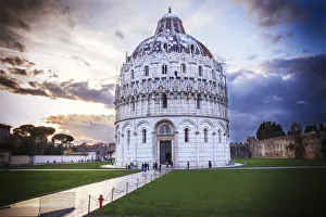 Romanesque Prints: Italy, Pisa. Baptistery of St. John, Battistero di San Giovanni, a Roman Catholic