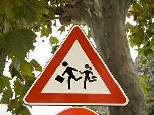 Children Prints: Italy, Positano. School crossing sign