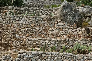 Italy, Puglia, Galiano del Capo, Rock Wall Detail