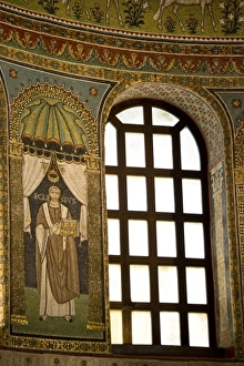 Ravenna Prints: Italy, Ravenna. Mosaics and window in the Church of St. Apollinare