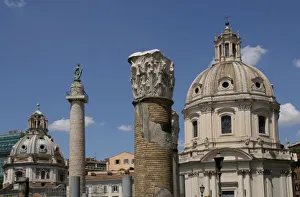 Images Dated 9th August 2005: Italy. Rome. Forum of Trajan. Trajans Column, ruins of Basilica Ulpia and Church