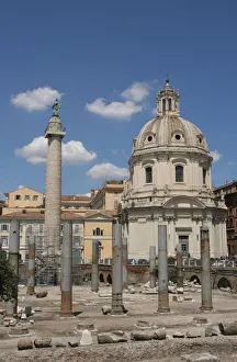 Images Dated 9th August 2005: Italy. Rome. Forum of Trajan. Trajans Column, ruins of Basilica Ulpia and Church