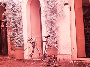 Infrared Prints: Italy, Rome. Infrared of bicycle in the Trastevere area of Rome
