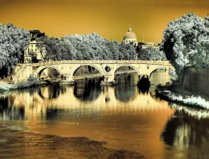 Infrared Prints: Italy, Rome. Infrared Rome and the Vatican along the Tiber River