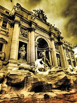 Neptune Prints: Italy, Rome. Infrared Trevi Fountain