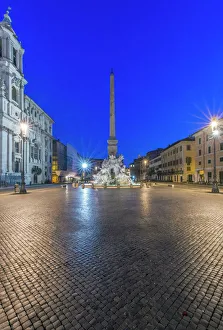 Roman Prints: Italy, Rome, Piazza Navona at Dawn