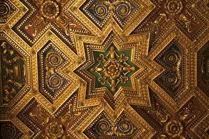 Architecture Prints: Italy, Rome, Trastevere, ornate gold ceiling in cathedral