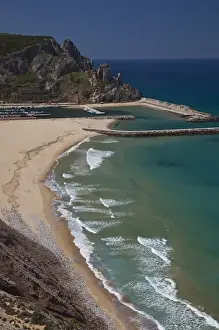 Barrier Prints: ITALY, Sardinia, Buggerru. Buggerru beach and coastline