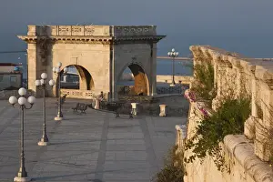 Cagliari Province Prints: ITALY, Sardinia, Cagliari. Bastione San Remy, dawn