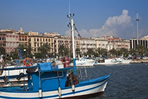Cagliari Province Prints: ITALY, Sardinia, Cagliari. Port by via Roma