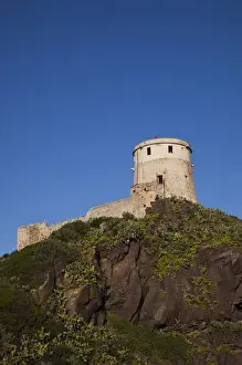 Cagliari Province Prints: ITALY, Sardinia, Nora. Spanish watchtower by the Laguna di Nora