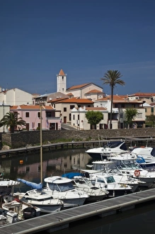 Board Walk Prints: Italy, Sardinia, Stintino. Town and harbor