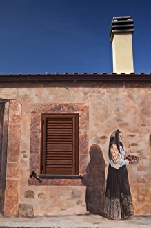 Italy, Sardinia, Tinnura. Mural detail