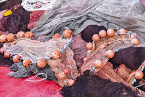 Images Dated 4th February 2020: Italy, Sicily, Agrigento Province, Sciacca. A fishing net in the harbor of Sciacca