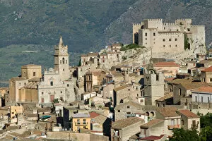 Italy, Sicily, Caccamo, Hill Town View