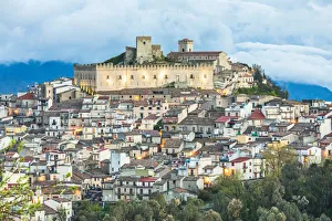 Images Dated 4th February 2020: Italy, Sicily, Messina Province, Montalbano Elicona. The castle above the medieval hill