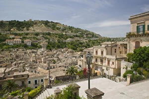 ITALY-Sicily-MODICA: Town View from Steps to San Giorgio Church