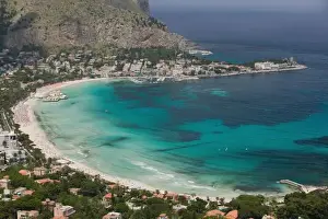 Images Dated 24th May 2005: Italy, Sicily, Mondello, View of the beach from Monte Pellegrino