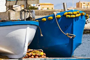 Images Dated 4th February 2020: Italy, Sicily, Palermo Province, Santa Flavia. Small fishing boats in the harbor of