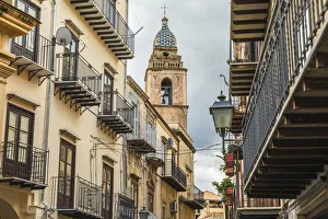 Sicily Prints: Italy, Sicily, Palermo Province, Castelbuono. The bell tower of Chiesa Sconsacrata Del