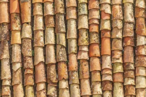 Sicily Prints: Italy, Sicily, Palermo Province, Gangi. Terracotta roof tiles in the town of Gangi in