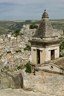 Ragusa Ibla Prints: ITALY-Sicily-RAGUSA IBLA: Town View and Santa Maria delle Scale Church