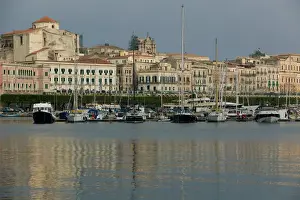 ITALY-Sicily-SIRACUSA (Syracuse): Ortygia Island- Sunset View from Commercial Port