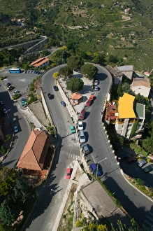 Images Dated 15th May 2005: ITALY-Sicily-TAORMINA (Castelmola): Mountain Road / Castelmola Village