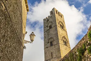 Images Dated 4th February 2020: Italy, Sicily, Trapani Province, Erice. The Torre campanaria del Duomo dell