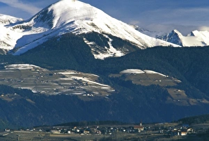 Bressanone Prints: Italy, Trentino, Alto Adige, Bressanone. Morning light on town and mountains