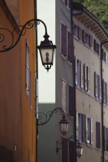 Italy, Trento Province, Riva del Garda. Old town streelight