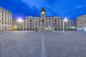 Town Square Prints: Italy, Trieste, Piazza Unita d Italia at dawn