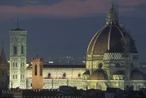 Italy, Tuscany, Florence. The Campanile (bell tower) on the left and Duomo on the
