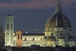Italy, Tuscany, Florence. The Campanile (bell tower) on the left and Duomo on