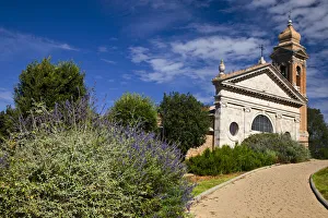 Images Dated 2022: Italy, Tuscany, Montalcino. The Madonna del Soccorso church in the town of Monticiano
