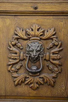 Images Dated 2022: Italy, Tuscany. Ornate door knocker in the historic hill town of Montalcino
