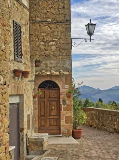 Val D Orcia Prints: Italy, Tuscany, Pienza. Entrance to a home