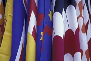 Siena Prints: Italy, Tuscany, Siena Flags of contrade (neighborhoods)