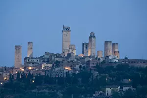 Italy, Tuscany. Twilight skyline of San Gimignano