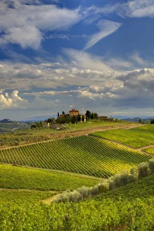 Images Dated 21st March 2022: Italy, Tuscany. A view of the vineyards and villa in Chianti region of Tuscany, Italy