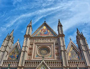 Italy, Umbria, Orvieto. Orvieto Cathedral with it's beautiful facade