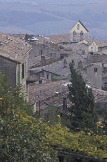 Umbria Prints: Italy, Umbria, Todl Roofs and church belltowers