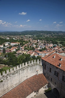 Images Dated 4th June 2009: Italy, Varese Province, Angera. La Rocca fortress and town overview