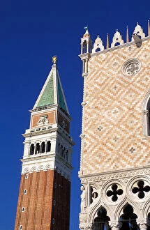 Italy, Veneto, Venice. San Marco Campanile and Palazzo Ducale
